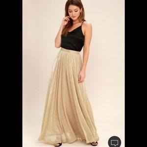 Lulu’s jovial occasion gold maxi skirt